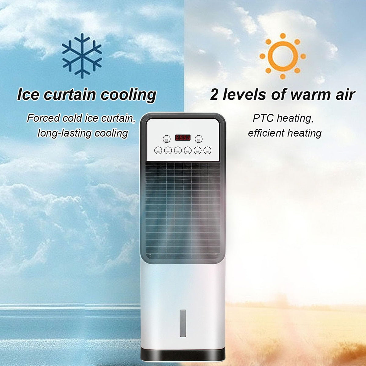 Heating And Cooling Dual-use Air Conditioning Fan, Swamp Cooler, Quiet Portable Small Fan, Portable Air Conditioners, Remote Control/Touch Screen Small Quiet Floor Fan white