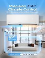 12000 BTU Mini Split Air Conditioner, 17 SEER2 115V Energy Efficient AC Inverter Air Conditioner & Heater Pump System, Cools Up to 750 Sq.Ft, Complete Installation Kit, Upgraded, White
