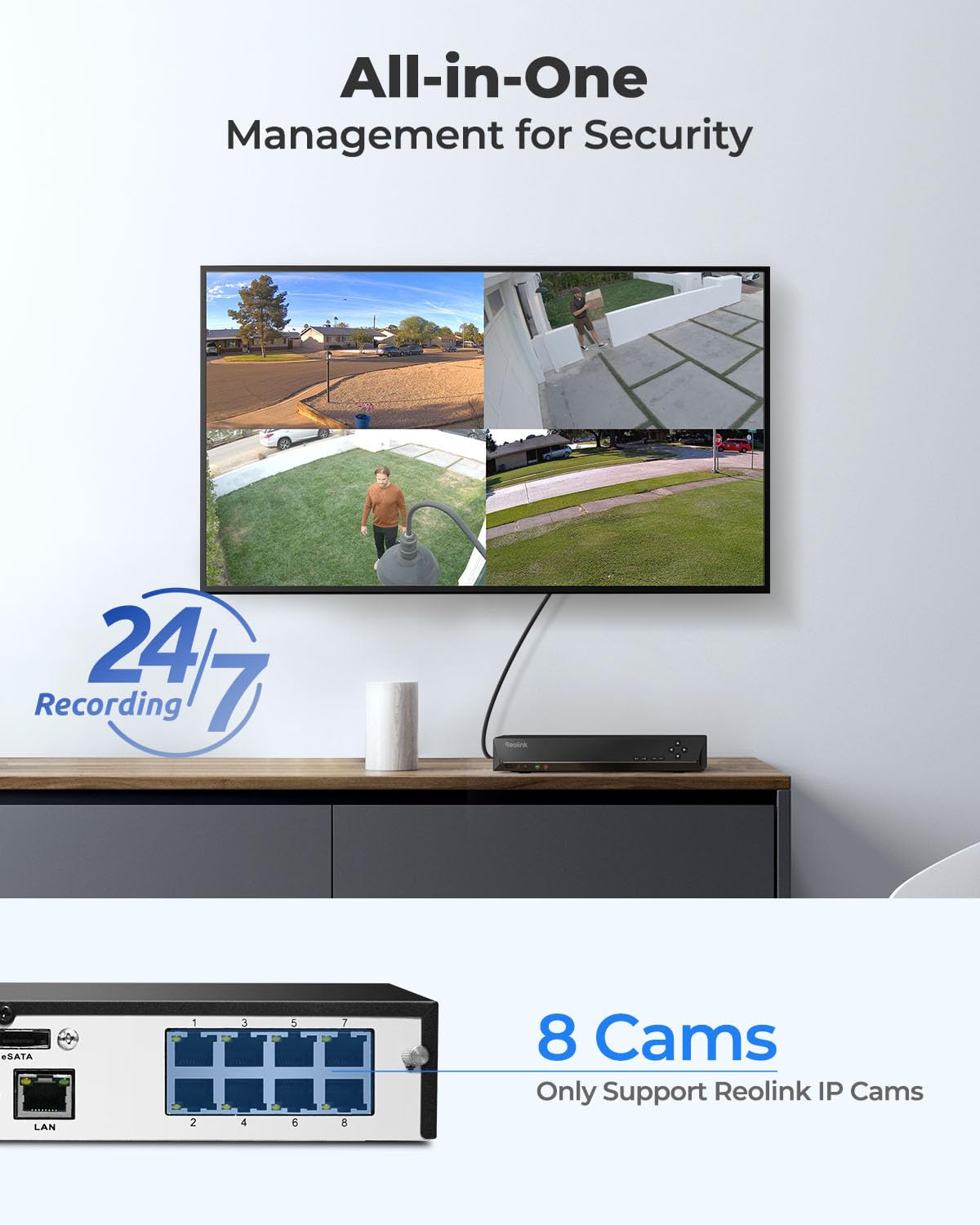 REOLINK RLN8-410 8CH NVR Network Video Recorder PoE Security Camera System