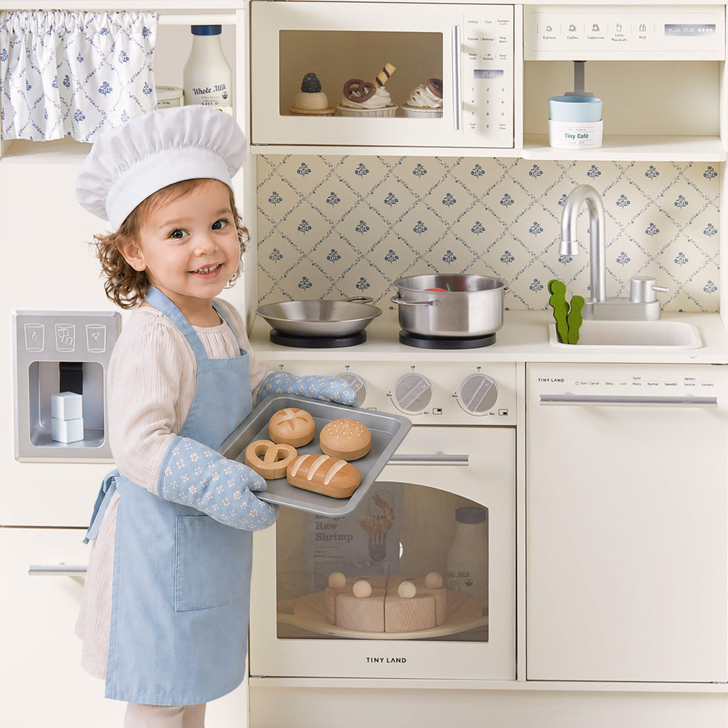 Tiny Land Wooden Play Kitchen for Toddlers, Kids Play Toy Kitchen Set