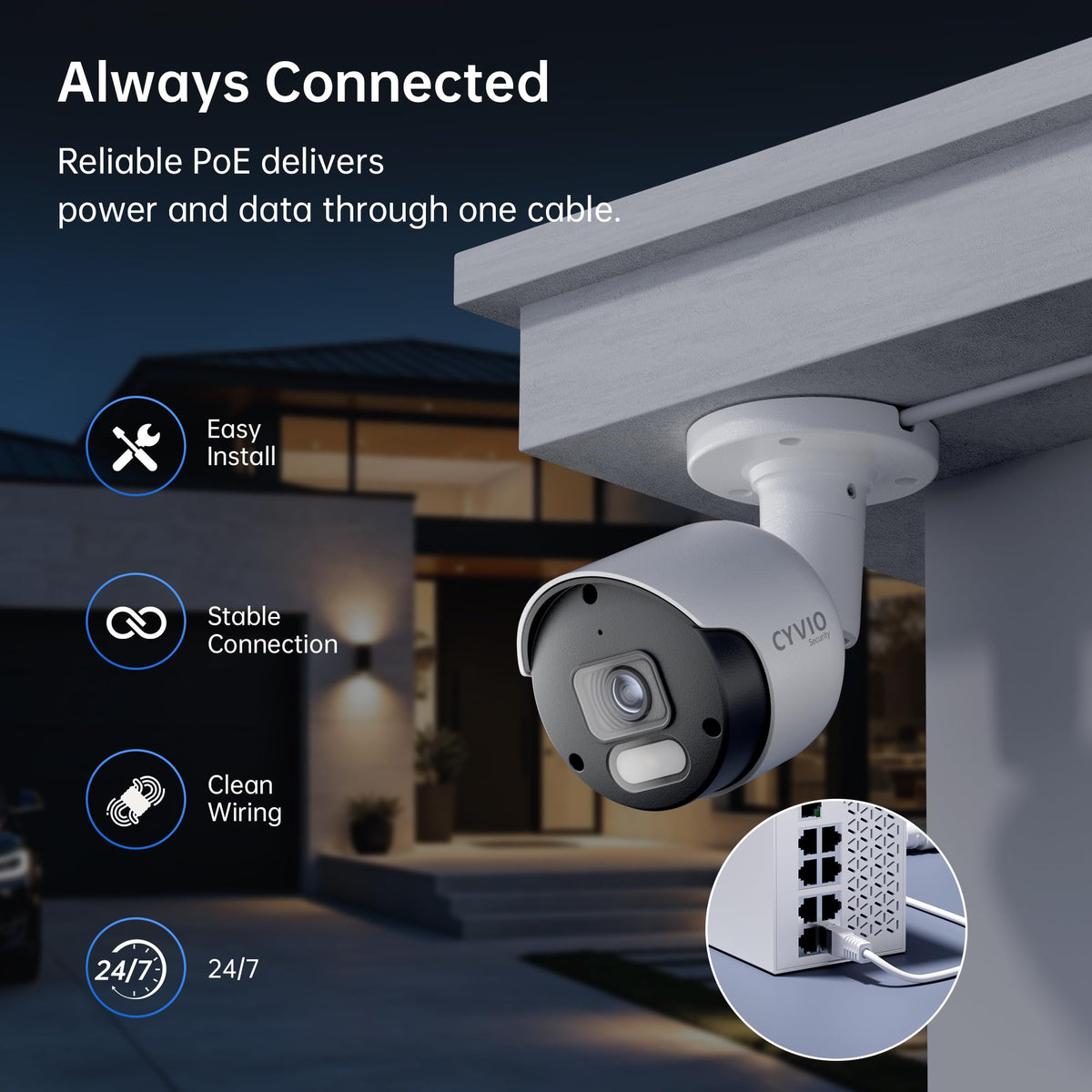 4K PoE Security Camera System, Metal Housing, 2TB HDD NVR, 4-Cam Kit