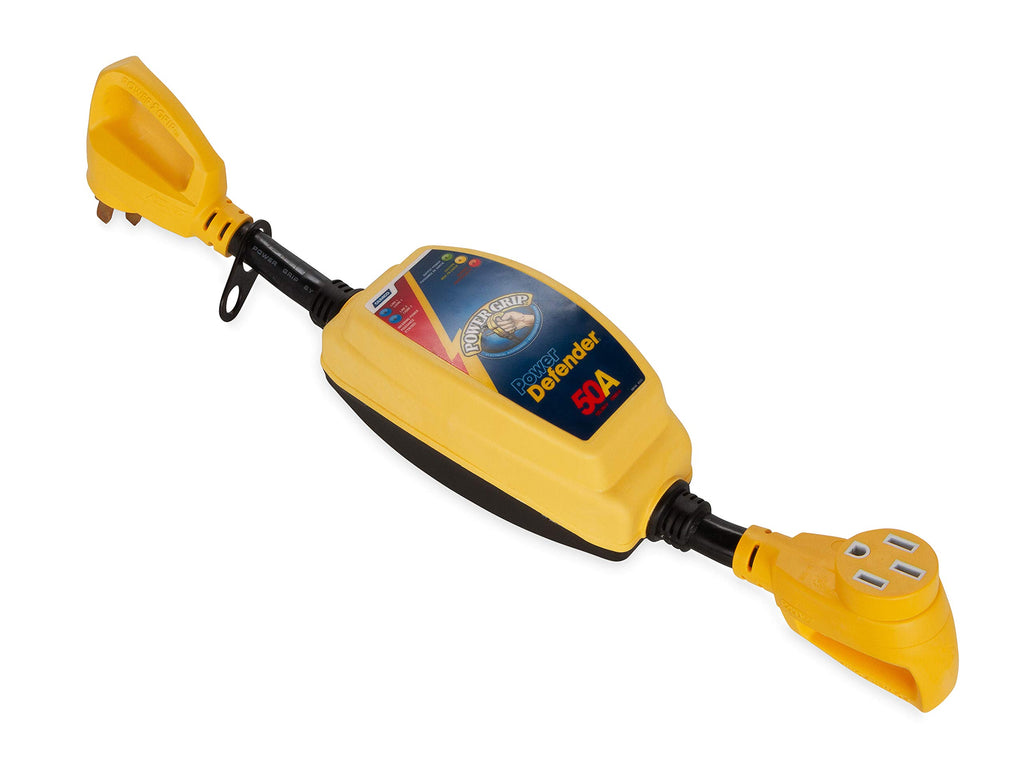 Camco Power Grip Camper/RV 30-Amp Voltage Protector - Features Integrated Surge Protection of Up to 2,800 Joules & Diagnostic LEDs Indicate Wiring Faults (55301)
