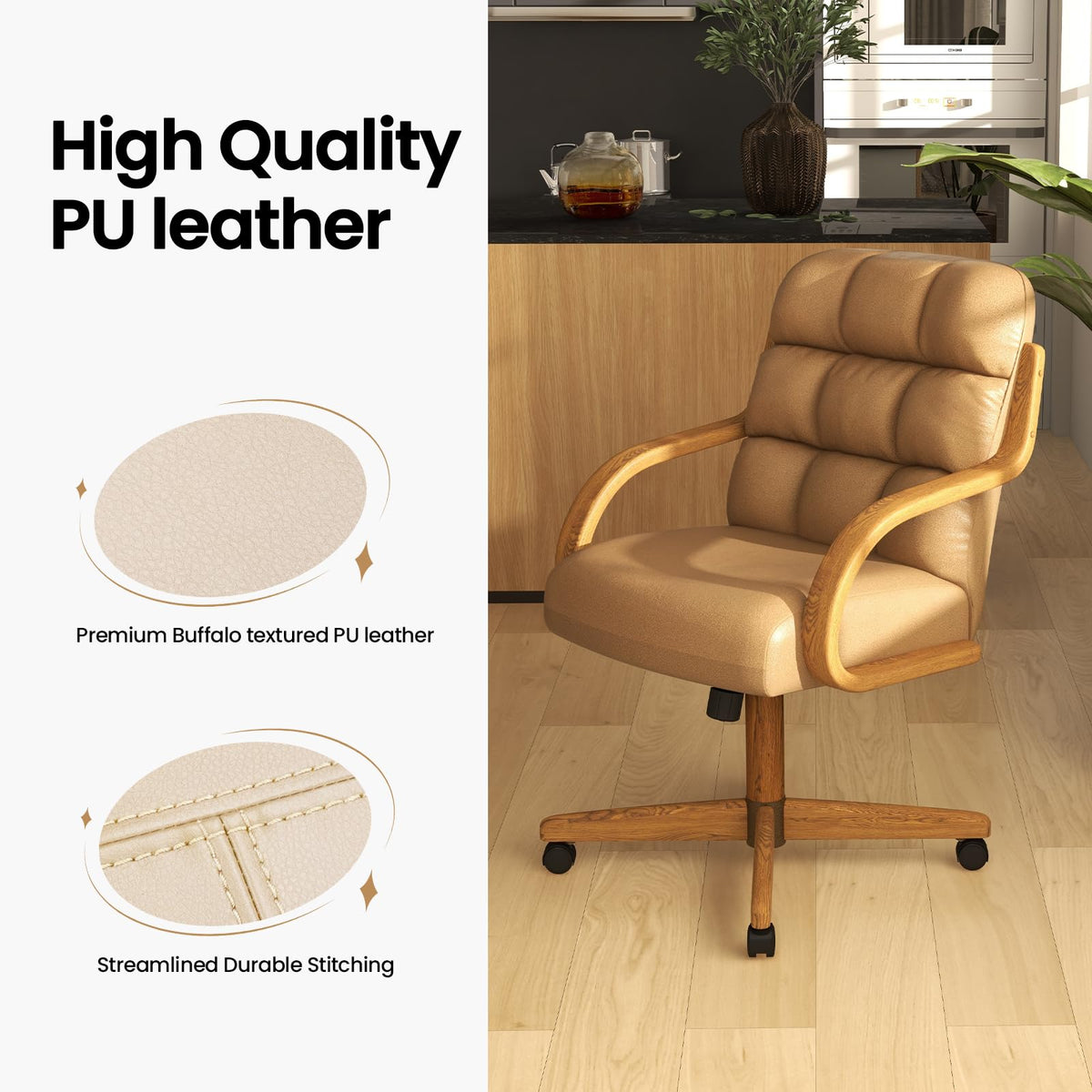 D9520 6pc Swivel Tilt Kitchen Dining Chair - Taupe-Chestnut