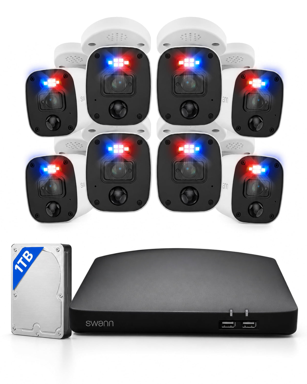 Swann 4K Wired DVR Security Camera System, 8 Cameras, 8 Channel, 1TB HDD
