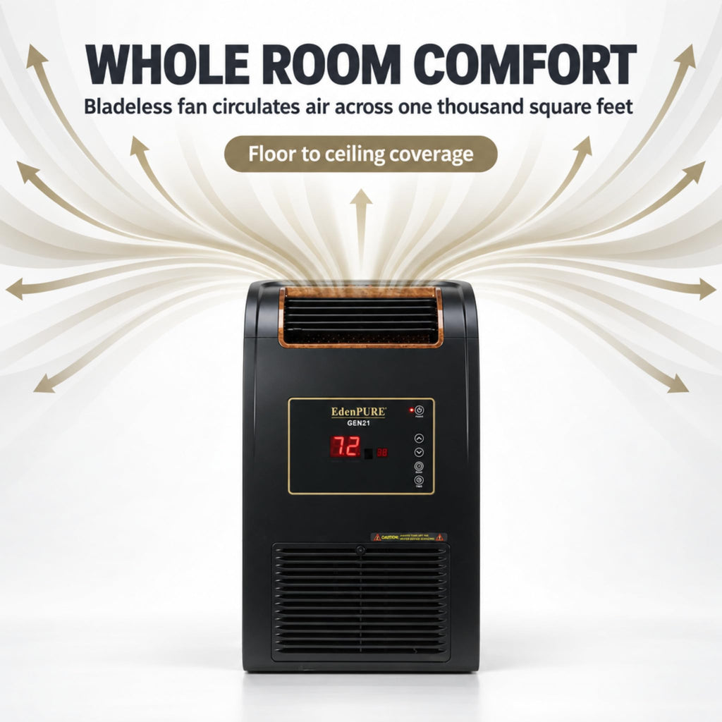 EdenPURE GEN21 Infrared Heater Wall Hugger w/Bladeless Cooling Fan, 1500W