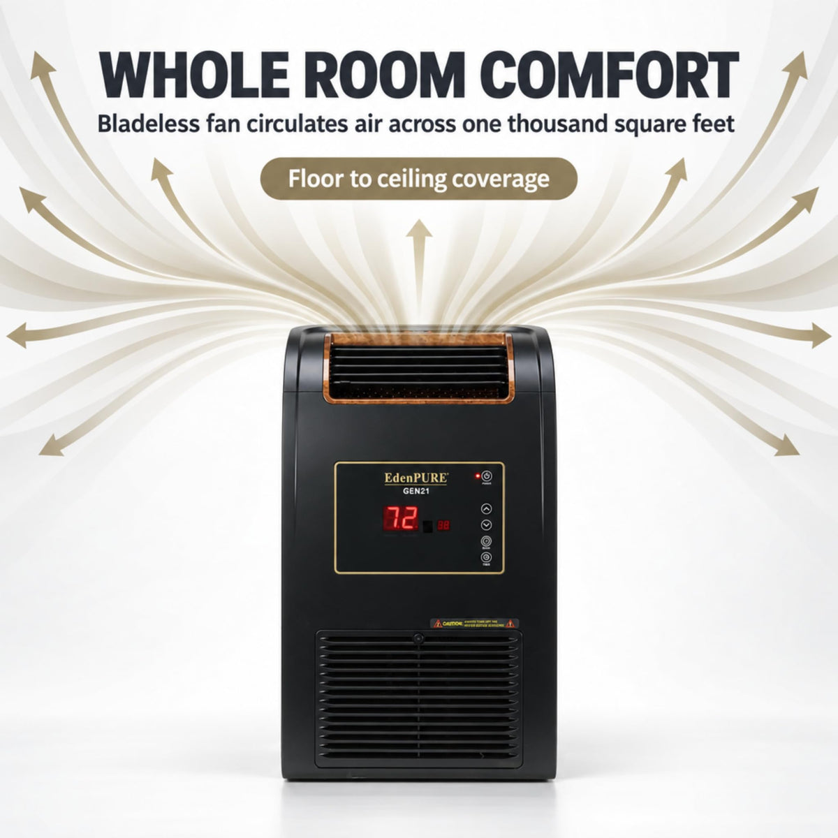EdenPURE GEN21 Infrared Heater Wall Hugger w/Bladeless Cooling Fan, 1500W