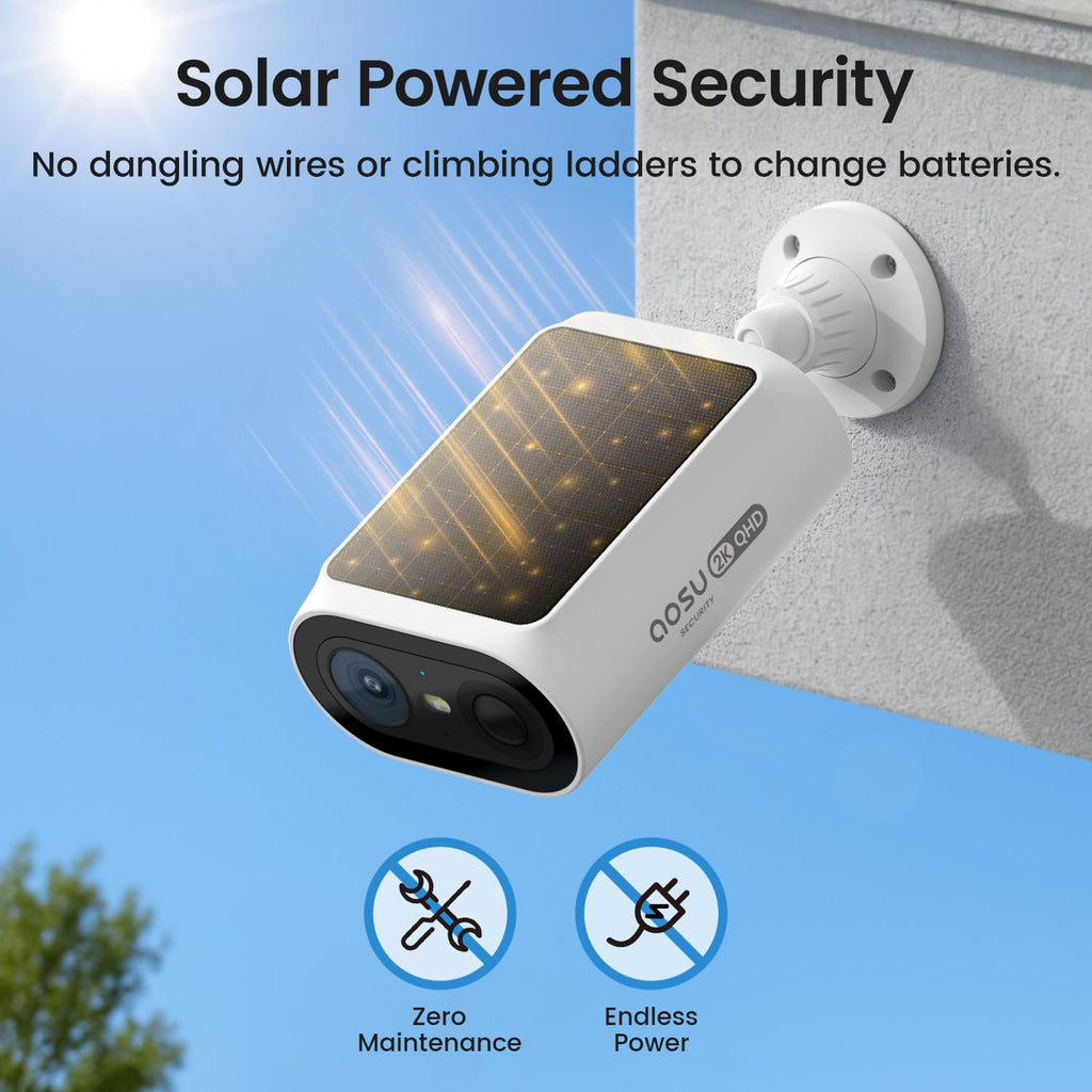 aosu 2K QHD Solar Security Cameras Wireless Outdoor System, 4-Cam-Kit