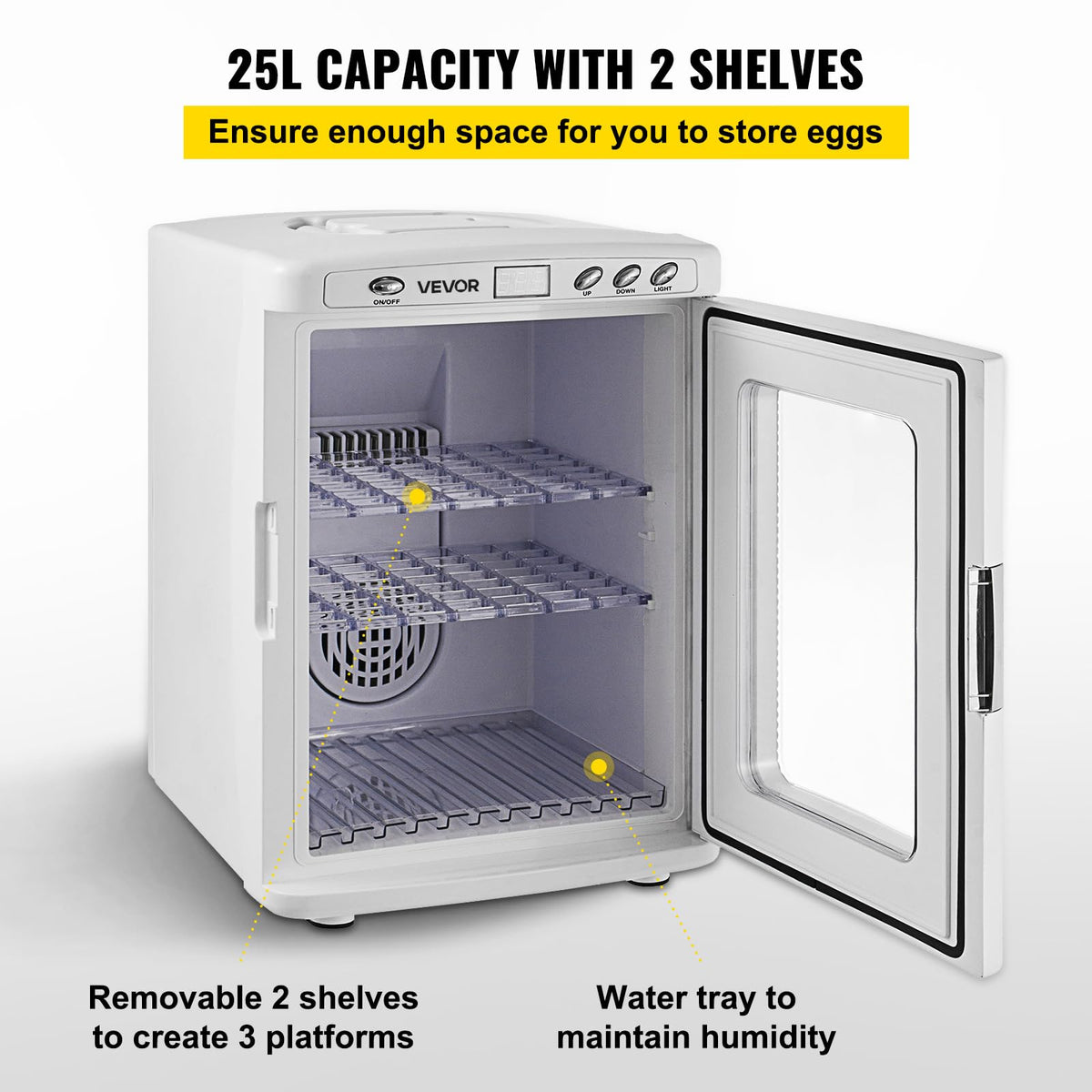 Happybuy White Reptile Incubator 25L Scientific Lab Incubator Digital Incubator Cooling and Heating 5-42°C Reptile Egg Incubator 12V/110V Work for Small Reptiles