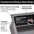 28 Inch Undermount Kitchen Sink Black, 28x18 Gunmetal Black 16 Gauge Stainless Steel Single Bowl Under Mount Commercial Kitchen Sinks 9 Inch Deep Includes Drain