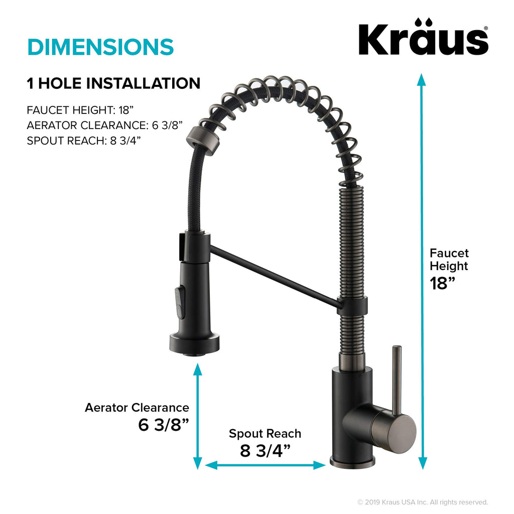 KRAUS Matte Black Black Stainless Pull Down Kitchen Faucet KPF-1610MBSB