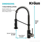 KRAUS Matte Black Black Stainless Pull Down Kitchen Faucet KPF-1610MBSB