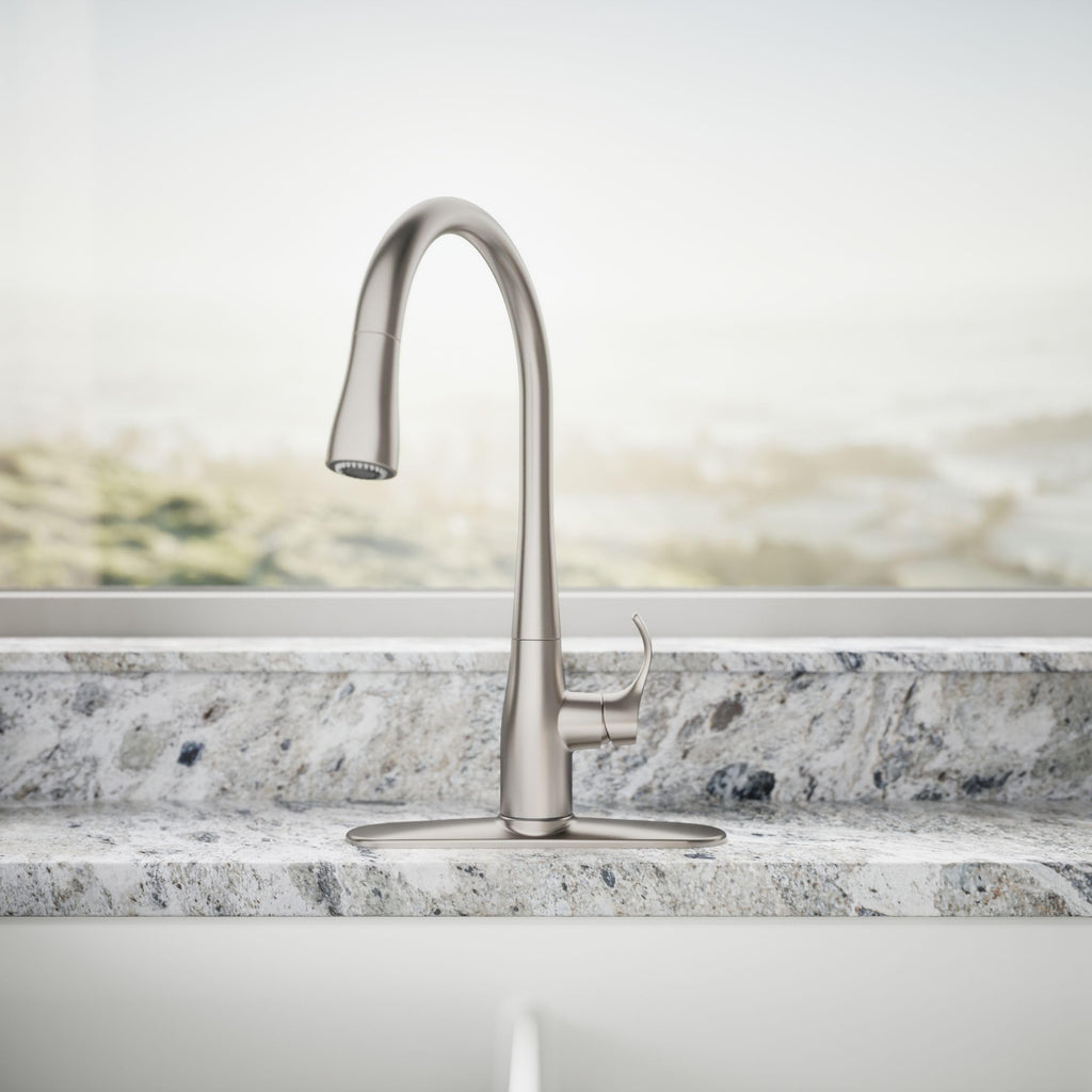 KOHLER Simplice Kitchen Sink Faucet w Pull Down Sprayer, Vibrant Stainless