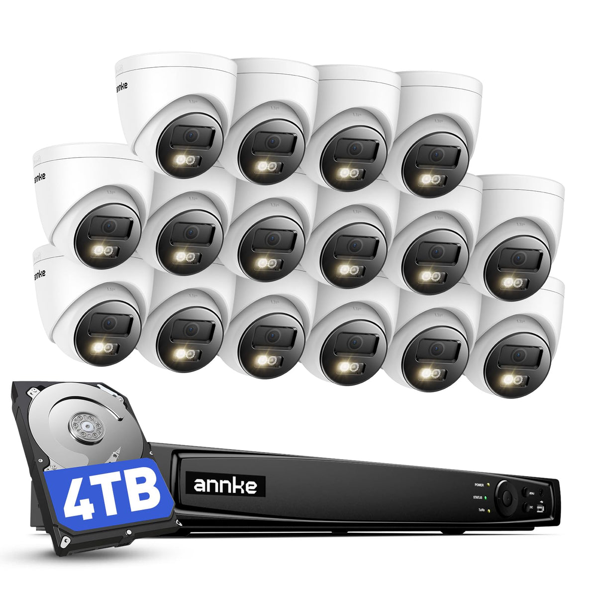 ANNKE 16 Channel Security Camera System 4K PoE, Smart Dual Light, 4TB HDD