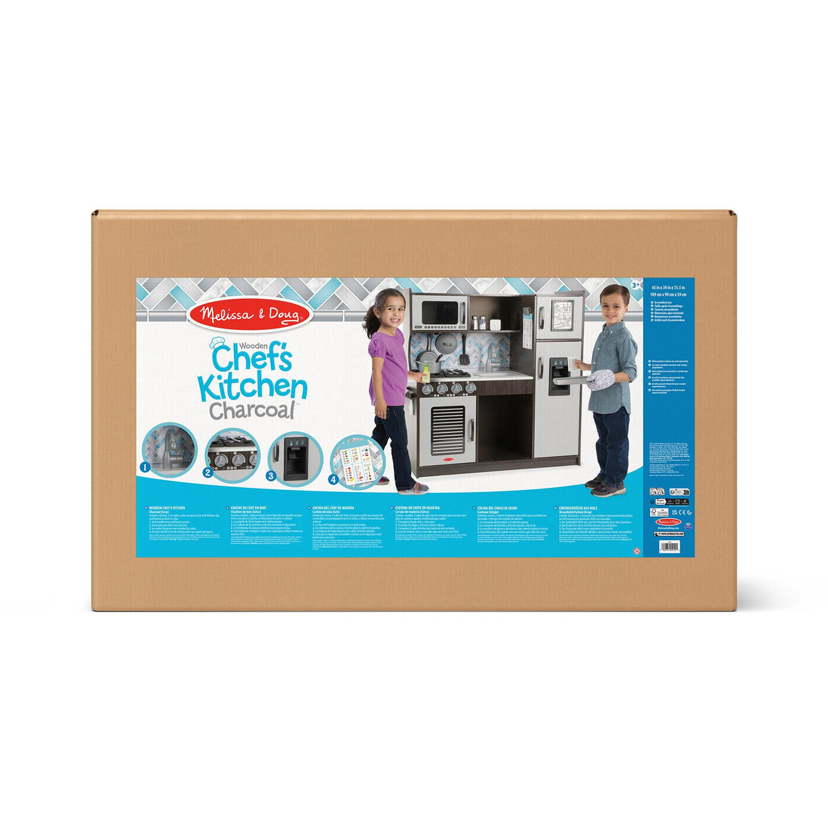 Melissa & Doug Wooden Chef's Pretend Play Toy Kitchen Charcoal