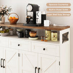 51" Farmhouse Buffet Sideboard Cabinet with Storage, White Kitchen Storage