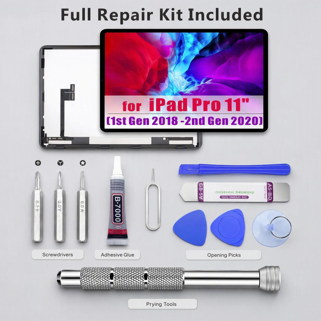 passonTR for iPad Pro 11 Inch 1st (2018)/2nd Gen (2020) LCD Touch Screen Replacement| Fits A1980 A2013 A1934 A1979 A2068 A2230 A2228 A2231 | Digitizer Assembly with Repair Kit
