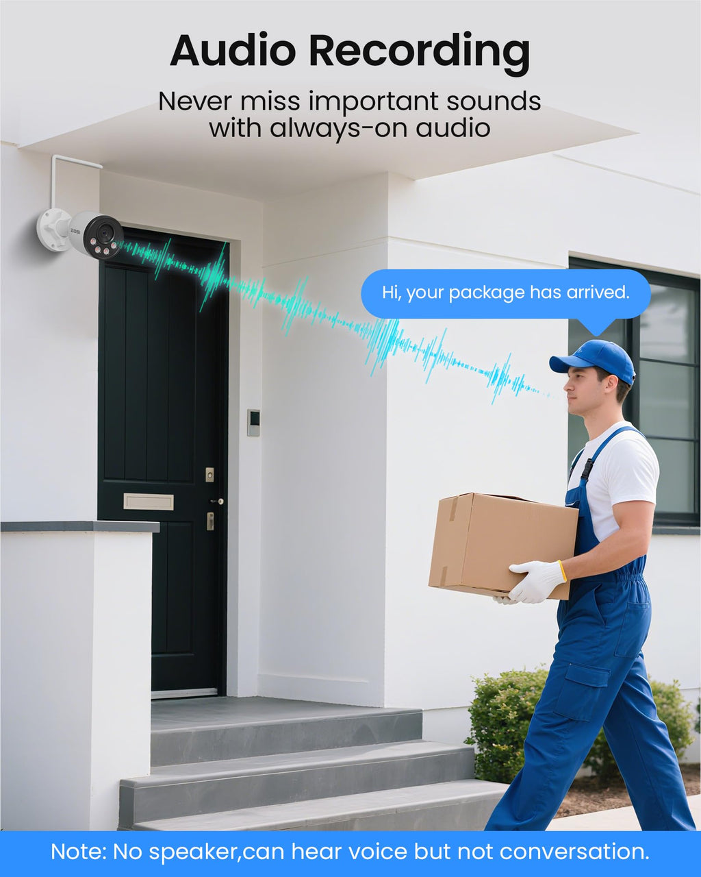 ZOSI 8CH PoE Security Camera System, 5MP NVR with 500GB HDD, 4X 4MP Cameras