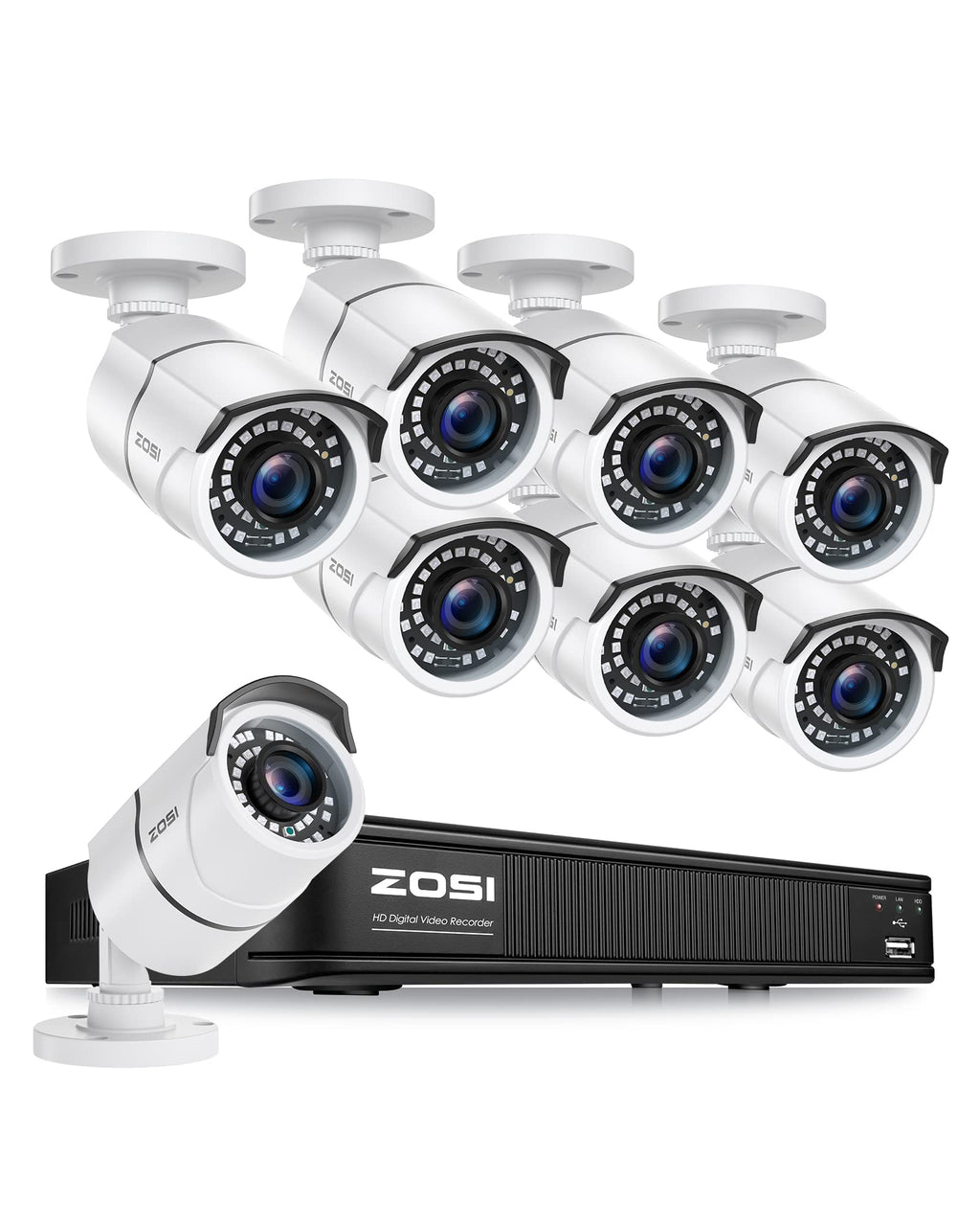 ZOSI 3K Lite Wired Security Camera System, 4 X 2MP Bullet Cameras, NO HDD
