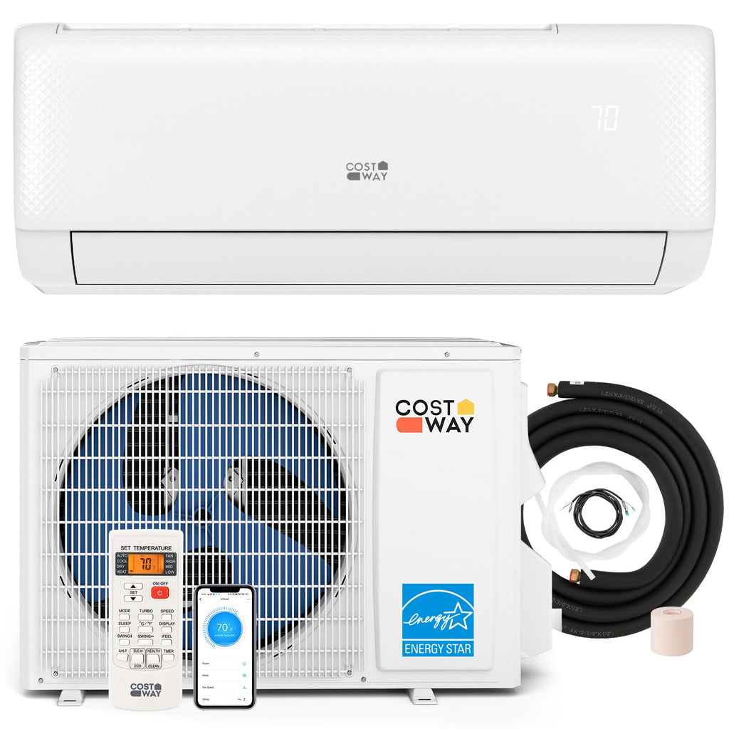 COSTWAY 9000 BTU Mini Split Air Conditioner, with Heat Pump