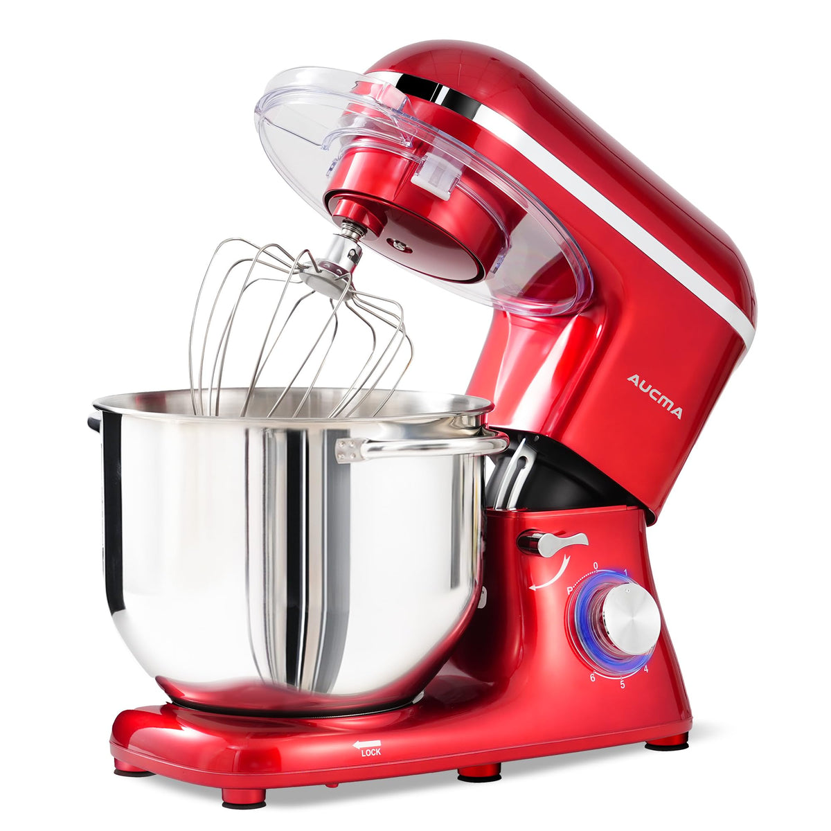 Aucma Stand Mixer,8QT 900W Tilt-Head Food Mixer, Kitchen Electric Mixer with Dough Hook, Wire Whip & Beater (Gray, 8QT)