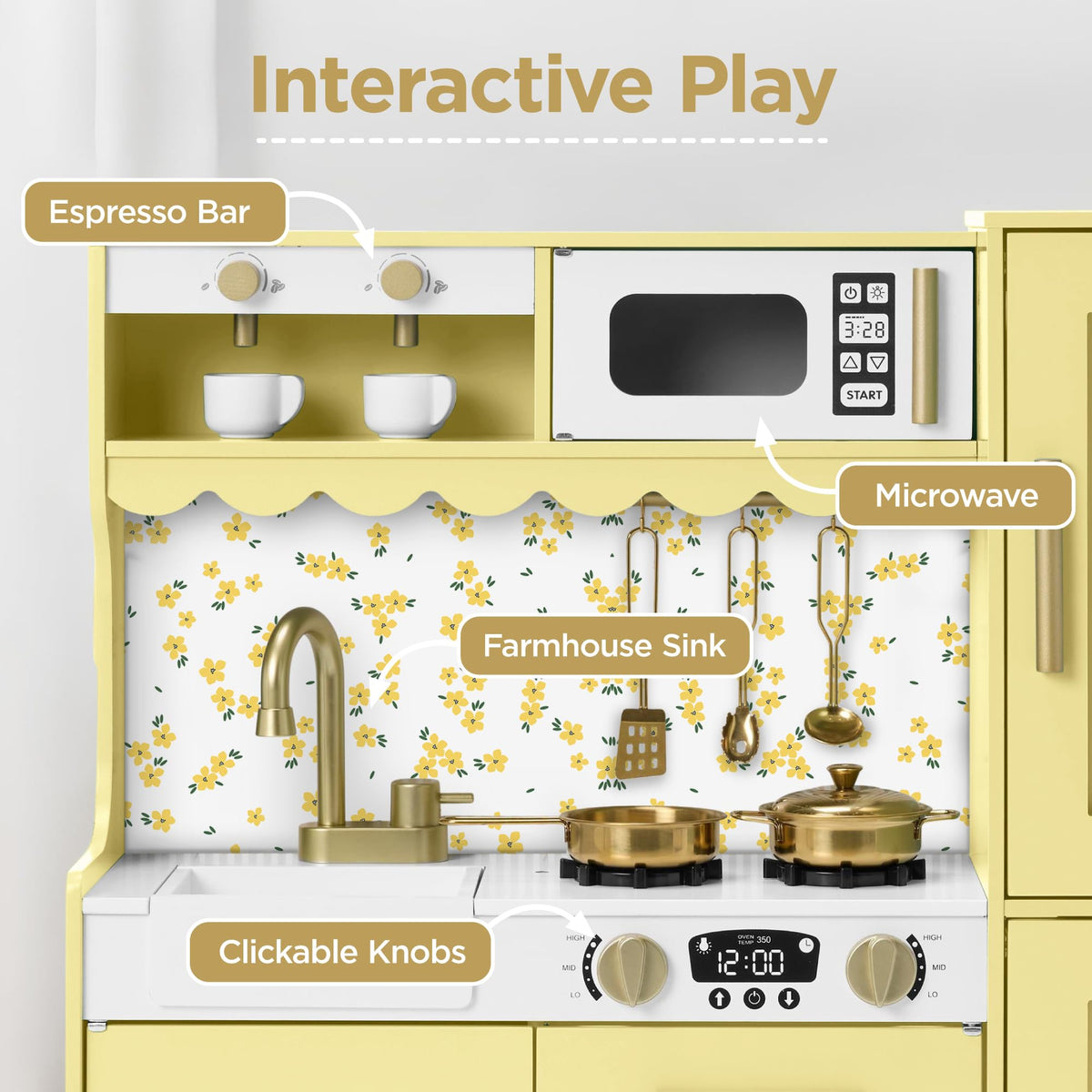 Best Choice Products Deluxe Kids Cottage Play Kitchen for Toddlers, Butter