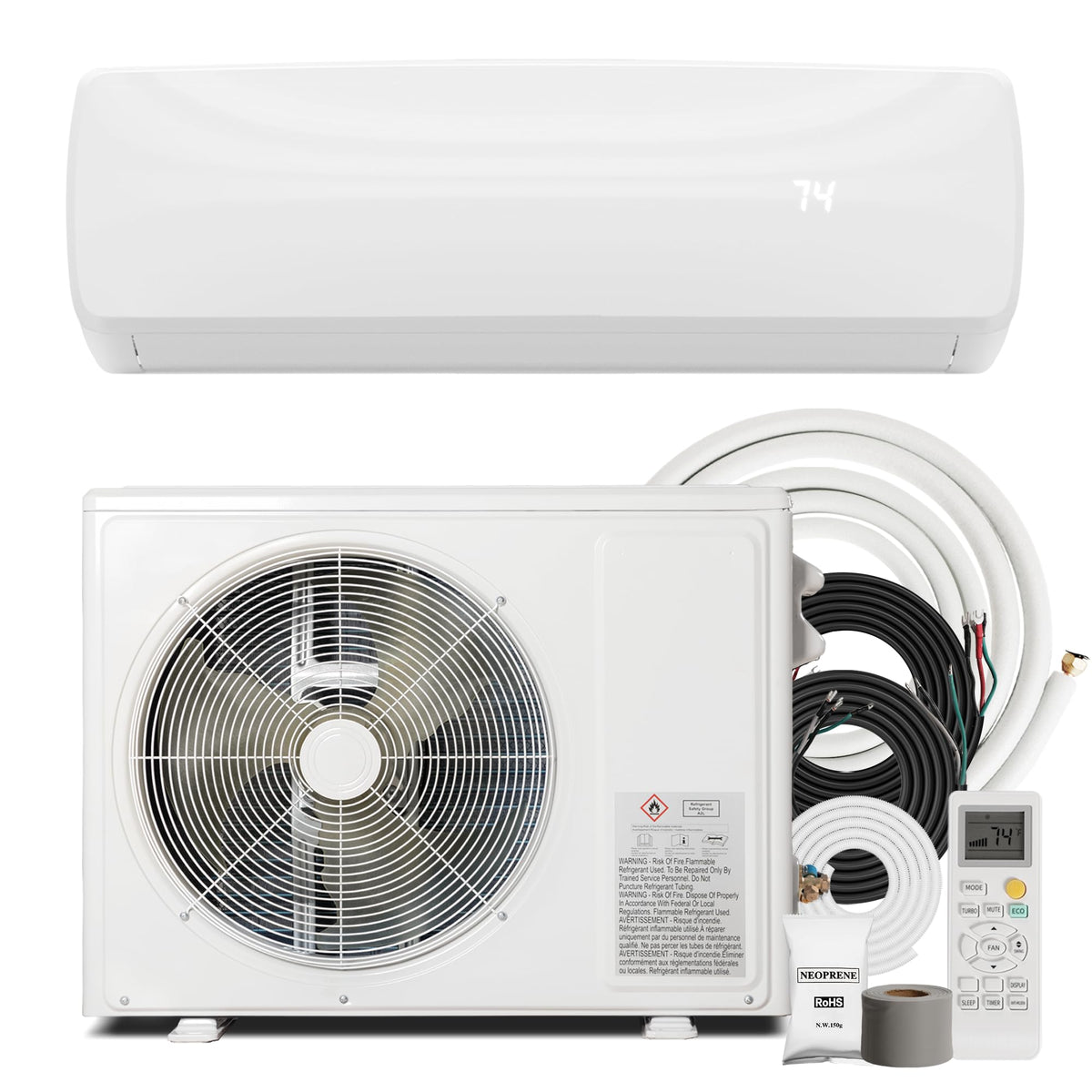 12000BTU Mini Split Air Conditioner & Heat Pump AC System, 115V