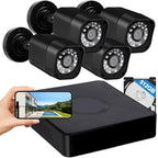 4CH Wired Security Camera System, AIWIXEN DVR with 512GB HDD, 4X 1080P Cam