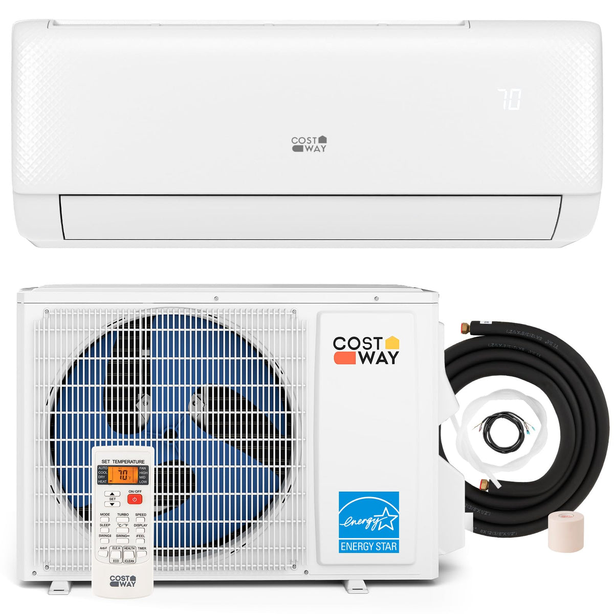 COSTWAY 9000 BTU Mini Split Air Conditioner, with Heat Pump