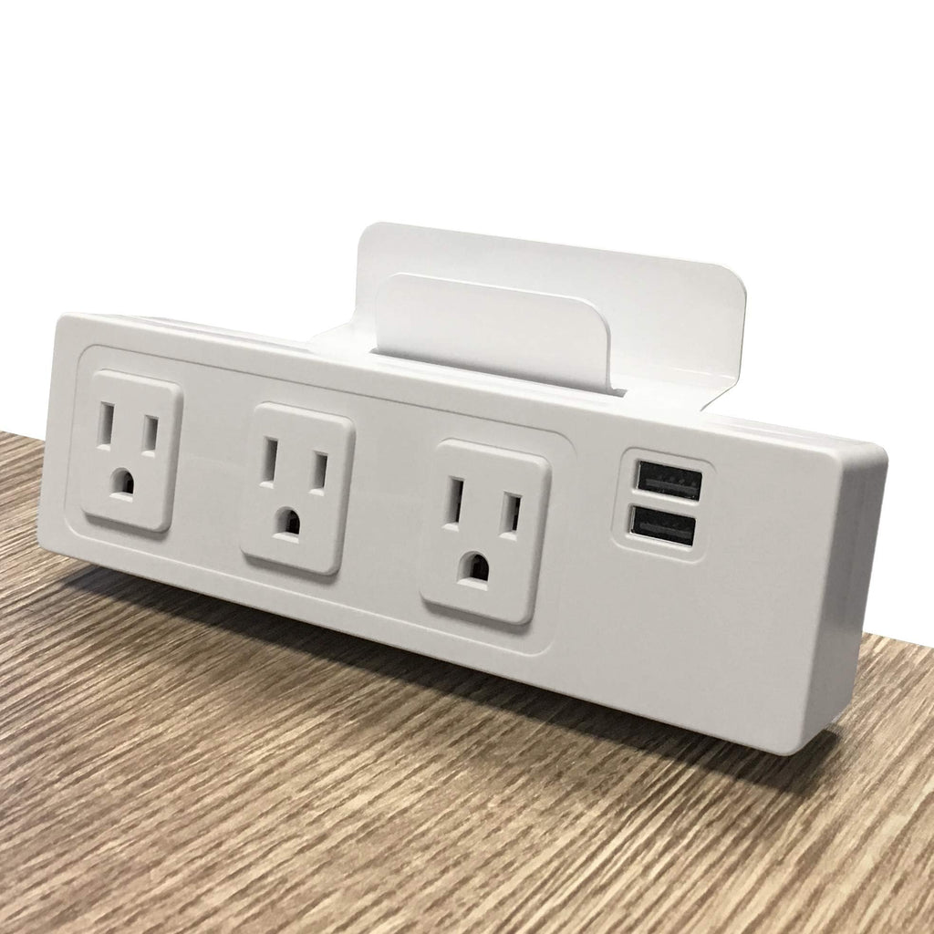 Electriduct Desk Clamp Power Strip Surge Protector 30W USB Type C Fast Charger - 3 AC Outlets, USB-C & USB-A Charging Ports Edge Mount Charging Station, UL Listed, 8FT Extension Cord, Black, 2-Pack