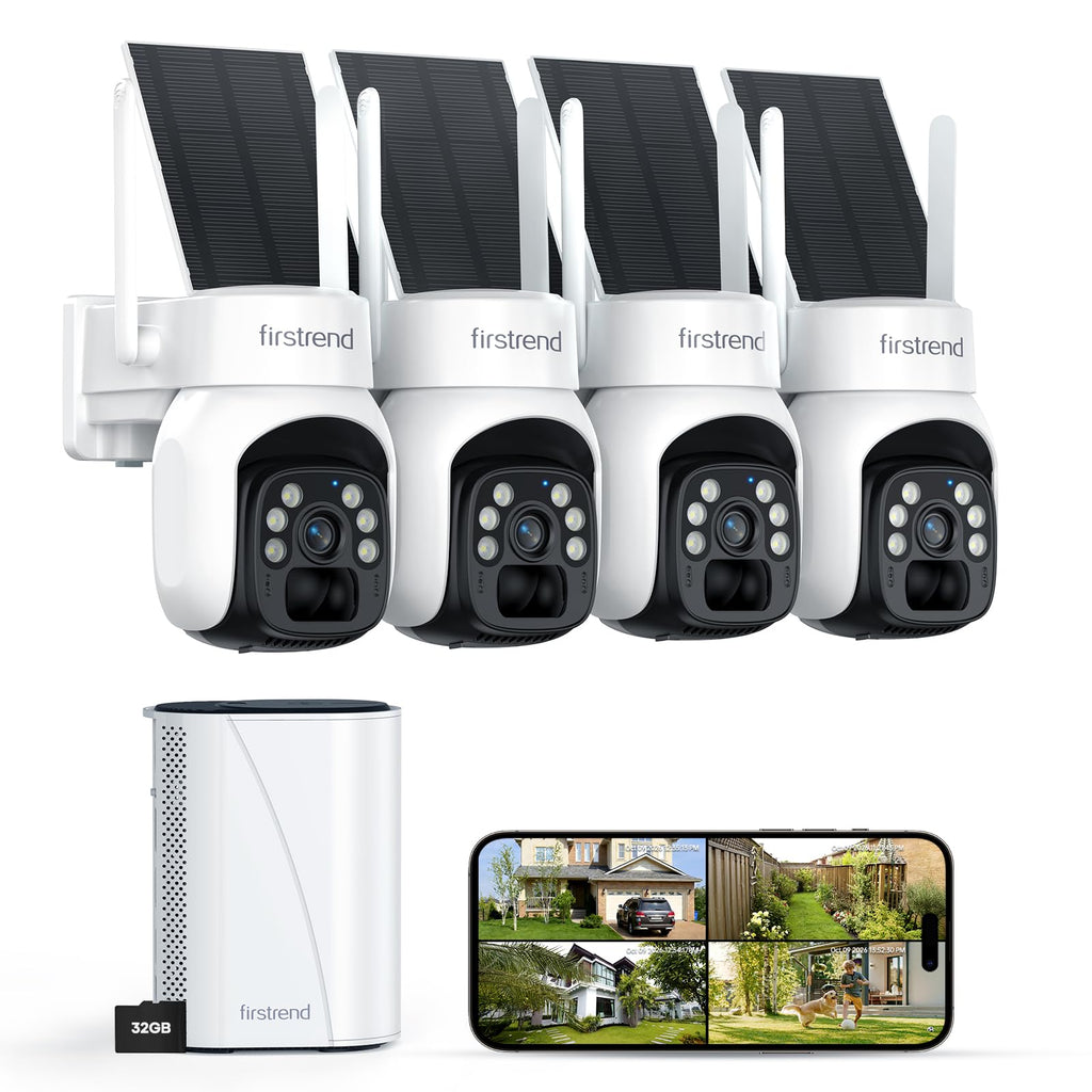 2K QHD Solar Security Cameras Wireless Outdoor, Solar Powered