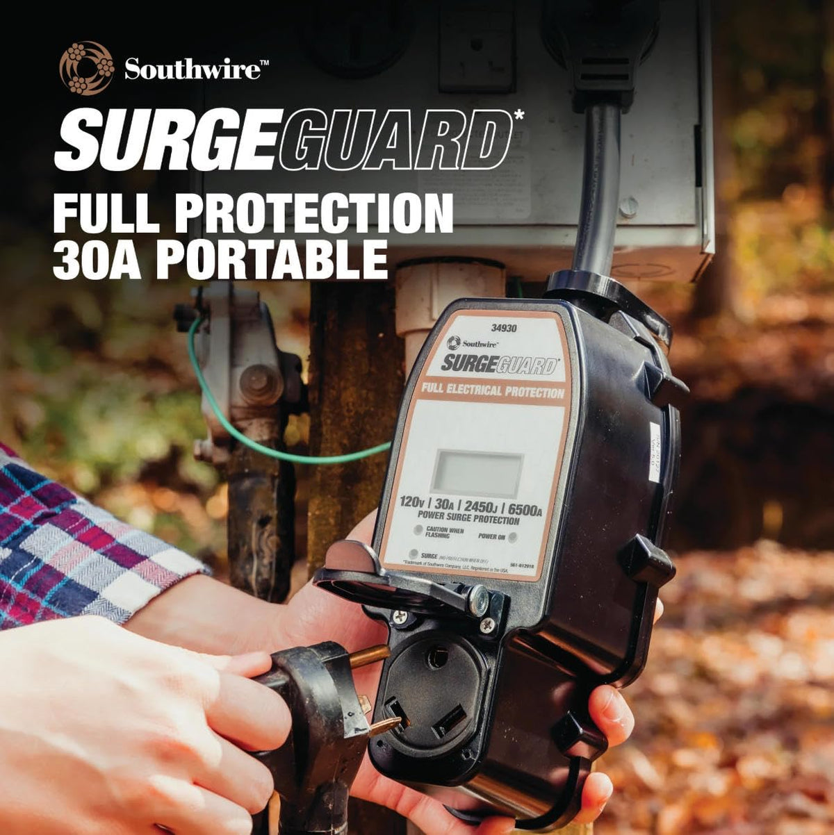 Surge Guard Southwire 34930 30A - Full Protection Portable with LCD Display Black
