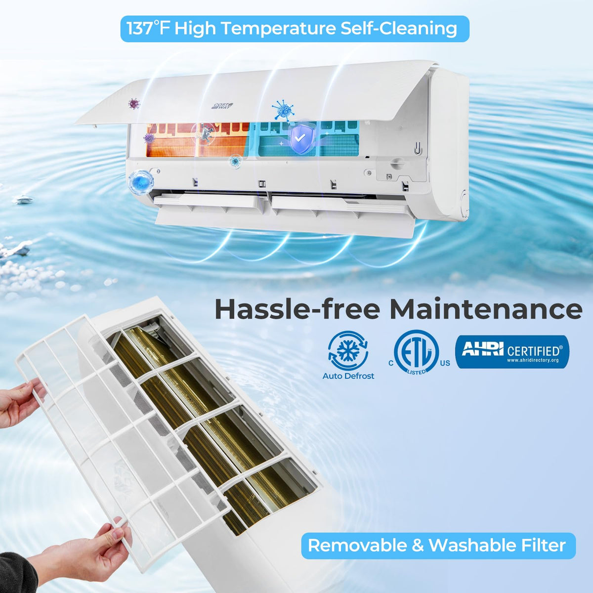 COSTWAY 9000 BTU Mini Split Air Conditioner, with Heat Pump