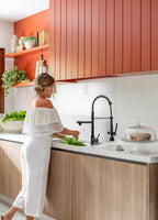 Fapully Black Kitchen Faucet with Pull Down Sprayer,Commercial LED Kitchen Faucet,Single Handle Single Hole Kitchen Sink Faucets