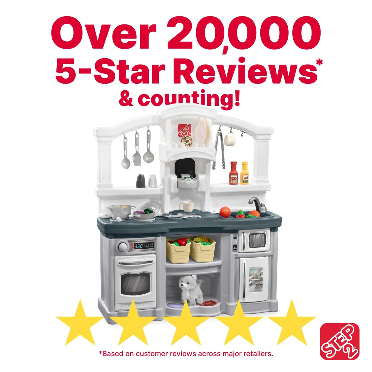 Step2 Fun with Friends Kids Kitchen Playset, Lights & Sounds, Gray