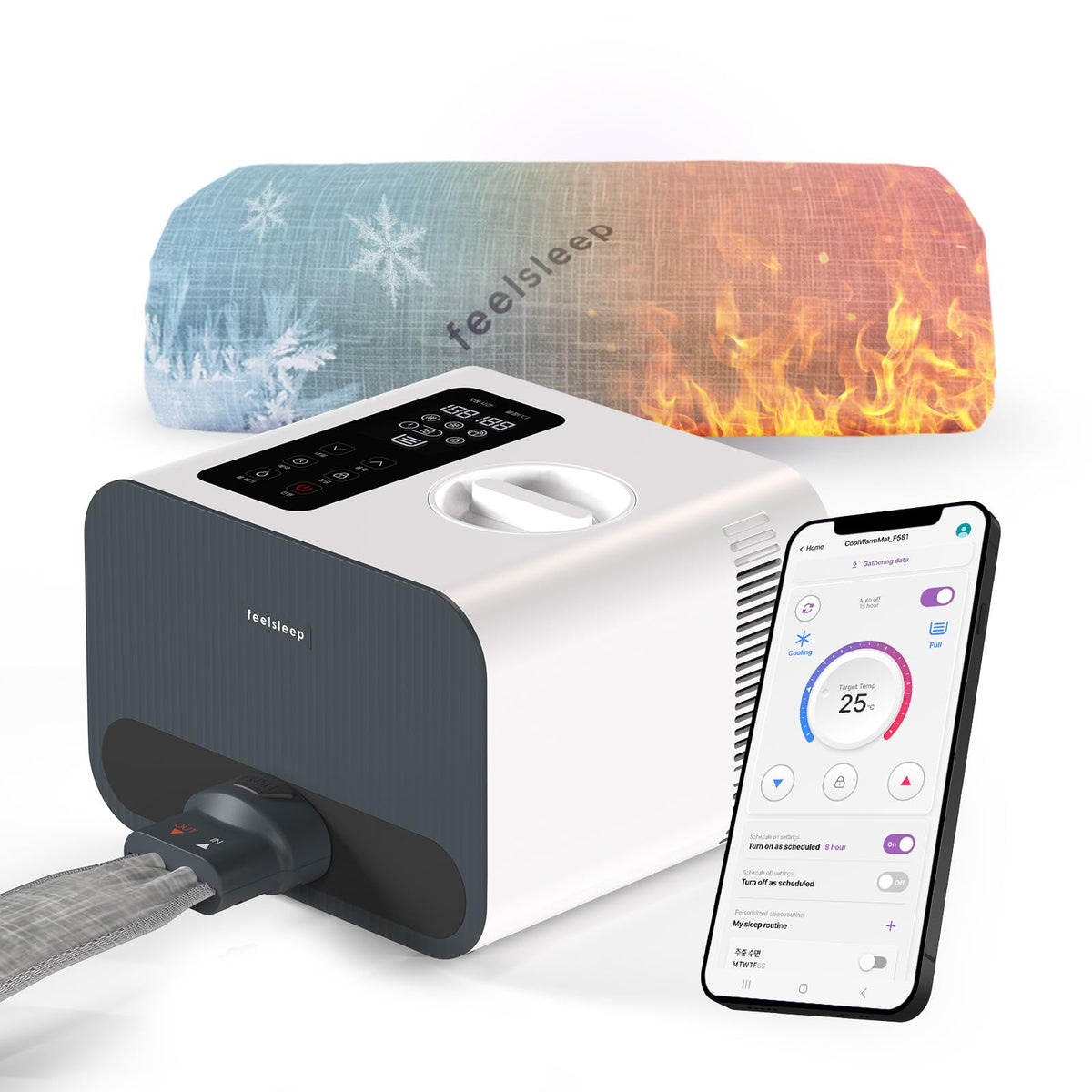 Feelsleep Electric Water Cooling and Heating Mattress Topper – Smart App-Controlled Bed Temperature System 65–115°F, Cool Sleep Pad for Hot Sleepers & Night Sweats, 40" x 76" (Twin Size)