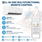 12,000 BTU Mini Split Air Conditioner and Heater, 19 SEER, 208-230V, Inverter AC & Heat Pump with Timer and Sleep Mode, Cools and Heats Rooms up to 750 Sq Ft, Ideal for Bedroom, Living Room, Office