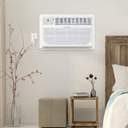 Keystone 8,000 BTU Wall Mounted Air Conditioner with Supplemental Heat and Dehumidifier Function, 115V, Wall AC for Small-Medium Sized Rooms up to 350 Sq.Ft. with Remote, Quiet, High Efficiency AC