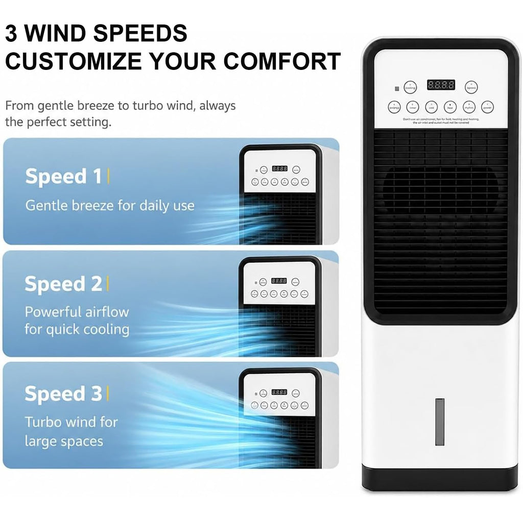 Portable Evaporative Air Cooler with Heating, 4 Modes, 3 Speeds