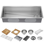DELTA FAUCET 95A932-33S-SS Lorelai Workstation Kitchen Sink Drop-in Top Mount Stainless Steel Single Bowl with WorkFlow Ledge and Chef’s Kit of 5 Accessories