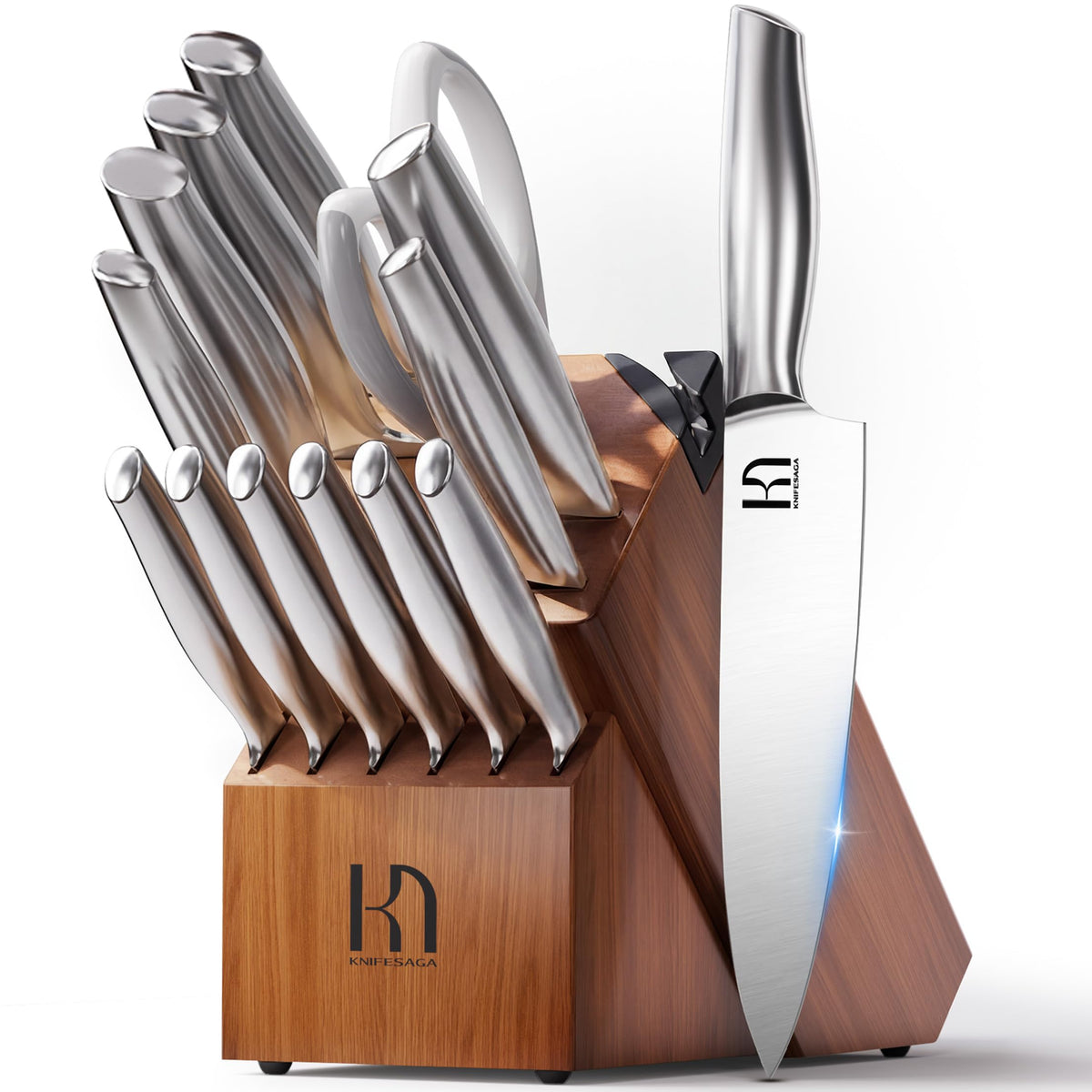 KnifeSaga 17 Pcs Kitchen Knife Set, Premium, Razor Sharp, Japanese Steel