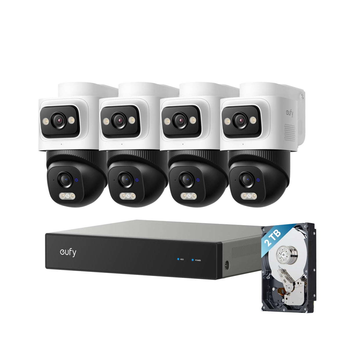 eufy Security NVR System E50,4-Cam Kit,4K Dual-Lens Bullet-PTZ (2TB HDD)