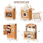 ROBUD 4-in-1 Wooden Play Kitchen Set with Fridge Washer Dishwasher