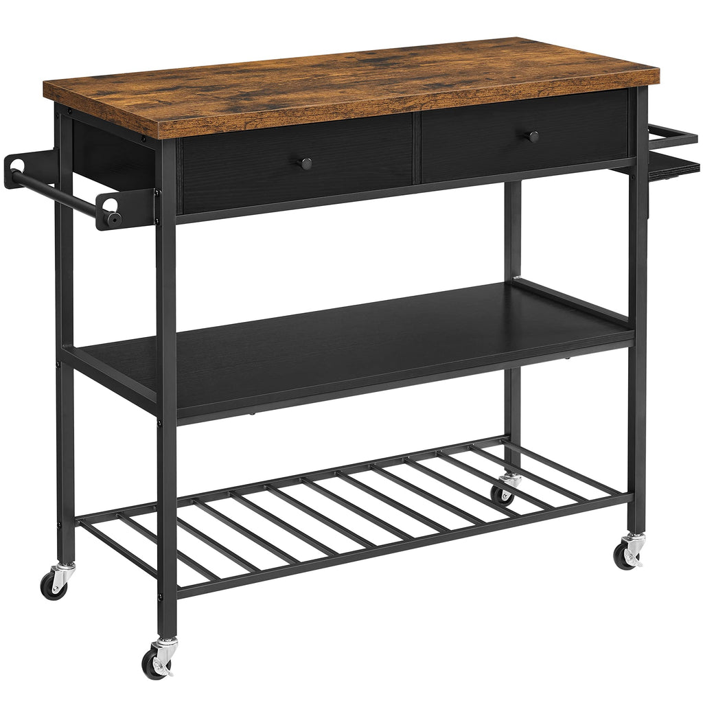 VASAGLE Mobile Kitchen Island with Trash Can Storage, Drop Leaf