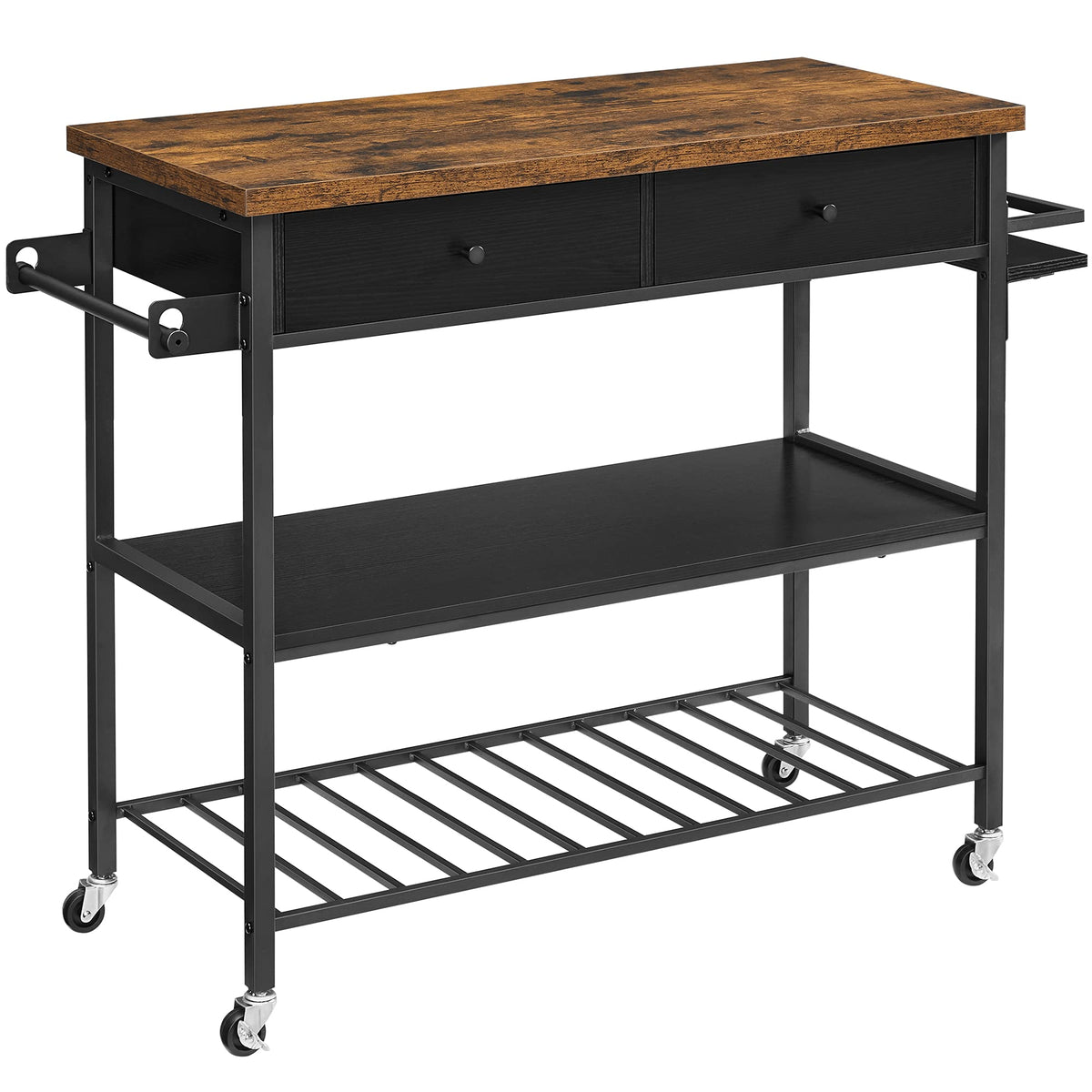 VASAGLE Mobile Kitchen Island with Trash Can Storage, Drop Leaf