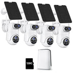 Security Cameras Wireless Outdoor No Monthly Fee, 2 Cam Kit Dual-Lens Solar Security Camera System,128GB Local Storage, IP66, Night Vision,5G&2.4G WiFi 4MP Cameras for Home Security Router Compatible