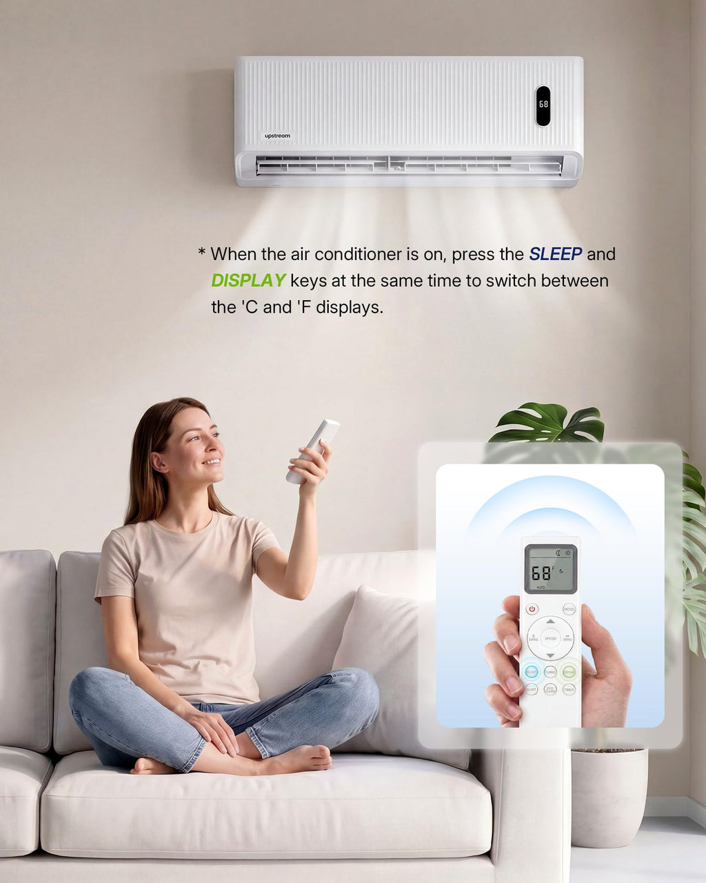 Upstreman 12,000 BTU DIY Mini Split AC & Heat Pump 230V, No Vacuum Required