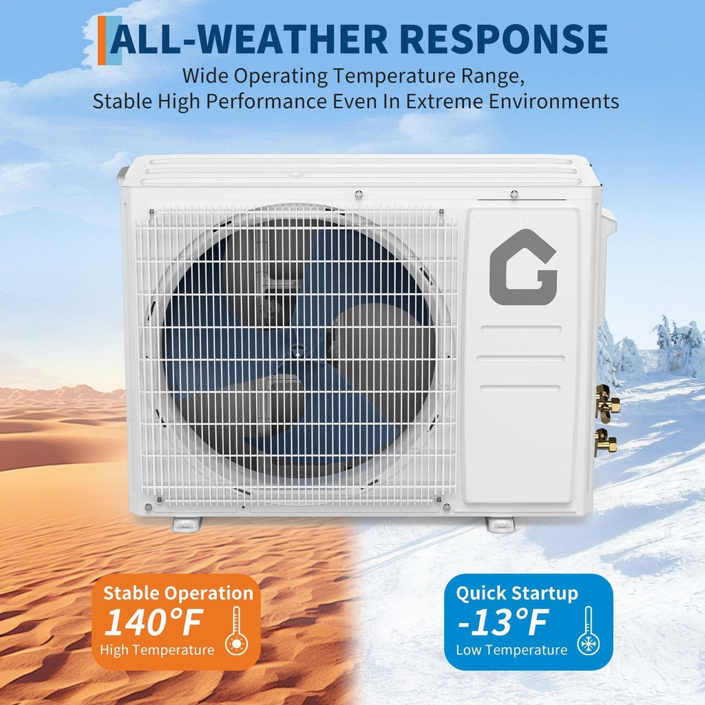 12,000 BTU Mini Split Air Conditioner and Heater, 19 SEER, 208-230V, Inverter AC & Heat Pump with Timer and Sleep Mode, Cools and Heats Rooms up to 750 Sq Ft, Ideal for Bedroom, Living Room, Office