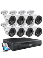 ZOSI 5MP PoE Security Camera System with Audio, 4pcs 4MP Metal Cam, NO HDD