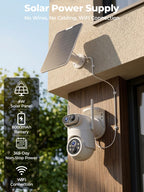Solar Security Cameras Wireless Outdoor No Subscription with 128GB SD Home Hub, 2 Cam Kit 4 Views Dual-Len Solar Powered Camera Home Security System, 5GHz & 2.4GHz Wifi, 4MP Color Night Vision IP66