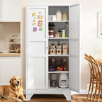 Metal Pantry Storage Cabinets with Doors and Shelves,75" Tall White